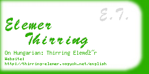 elemer thirring business card